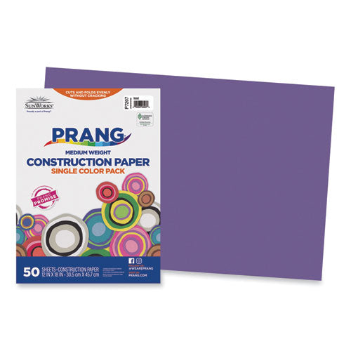 Sunworks Construction Paper, 50 Lb Text Weight, 12 X 18, Violet, 50/pack