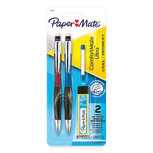 Comfortmate Ultra Pencil Starter Set, 0.5 Mm, Hb (#2.5), Black Lead, Assorted Barrel Colors, 2/pack