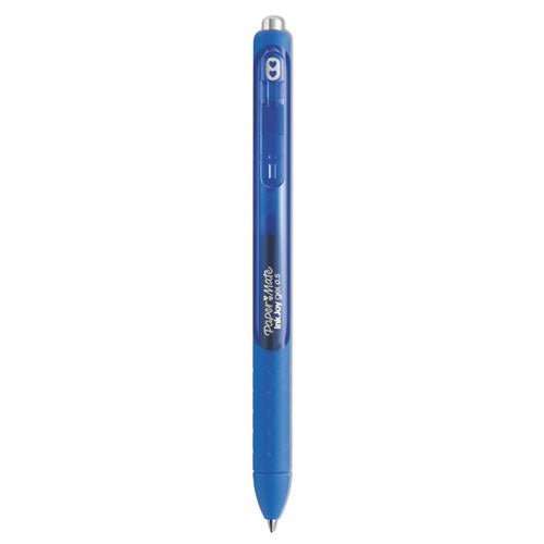 Inkjoy Gel Pen, Retractable, Micro 0.5 Mm, Blue Ink, Blue Barrel, Dozen