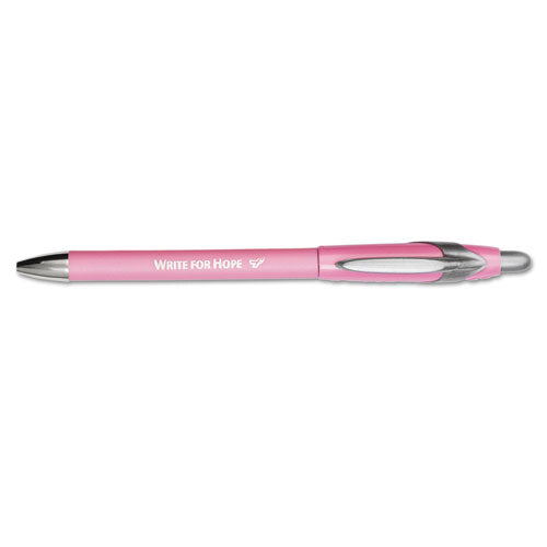 “write For Hope” Edition Flexgrip Elite Ballpoint Pen, Retractable, Medium 1 Mm, Black Ink, Pink Barrel, Dozen
