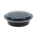 Newspring Versatainer Microwavable Containers, 24 Oz, 7" Diameter, Black/clear, Plastic, 150/carton