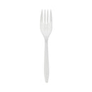 Fieldware Cutlery, Fork, Mediumweight, White, 1,000/carton