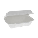 Earthchoice Bagasse Hinged Lid Container, Dual Tab Lock, 9.1 X 6.1 X 3.3, Natural, Sugarcane, 150/carton