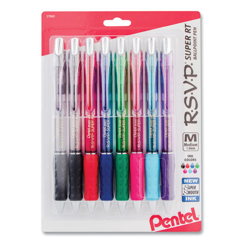 R.s.v.p. Super Rt Ballpoint Pen, Retractable, Medium 1 Mm, Assorted Ink And Barrel Colors, 8/pack