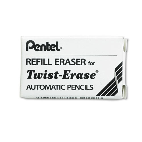 Eraser Refills For Pentel Side Fx And Twist-erase Pencils, Cylindrical Rod, White, 3/tube