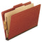 Four-section Pressboard Classification Folders, 2" Expansion, 1 Divider, 4 Fasteners, Letter Size, Red Exterior, 10/box