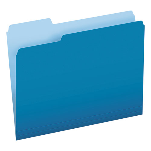 Colored File Folders, 1/3-cut Tabs: Assorted, Letter Size, Blue/light Blue, 100/box