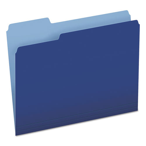 Colored File Folders, 1/3-cut Tabs: Assorted, Letter Size, Navy Blue/light Blue, 100/box