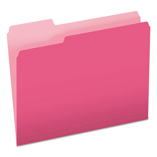 Colored File Folders, 1/3-cut Tabs: Assorted, Letter Size, Pink/light Pink, 100/box