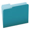 Colored File Folders, 1/3-cut Tabs: Assorted, Letter Size, Teal/light Teal, 100/box