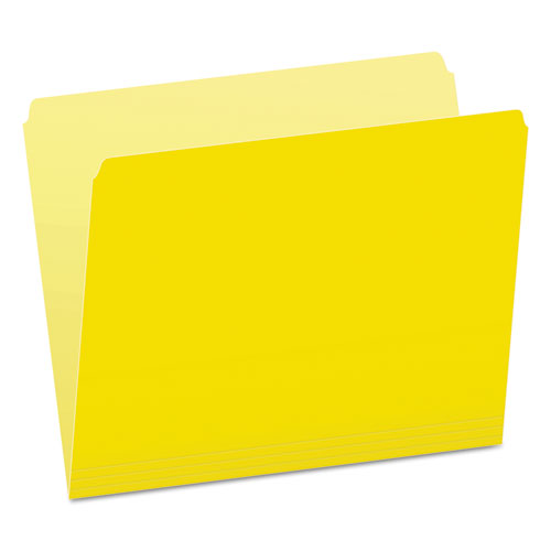 Colored File Folders, Straight Tabs, Letter Size, Yellow/light Yellow, 100/box