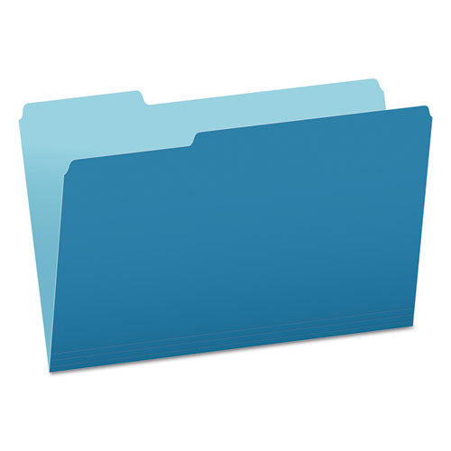 Colored File Folders, 1/3-cut Tabs: Assorted, Legal Size, Blue/light Blue, 100/box