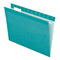 Colored Reinforced Hanging Folders, Letter Size, 1/5-cut Tabs, Aqua, 25/box