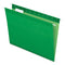 Colored Reinforced Hanging Folders, Letter Size, 1/5-cut Tabs, Bright Green, 25/box