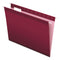 Colored Reinforced Hanging Folders, Letter Size, 1/5-cut Tabs, Burgundy, 25/box