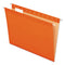 Colored Reinforced Hanging Folders, Letter Size, 1/5-cut Tabs, Orange, 25/box