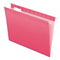 Colored Reinforced Hanging Folders, Letter Size, 1/5-cut Tabs, Pink, 25/box