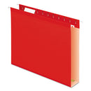 Extra Capacity Reinforced Hanging File Folders With Box Bottom, 2" Capacity, Letter Size, 1/5-cut Tabs, Red, 25/box