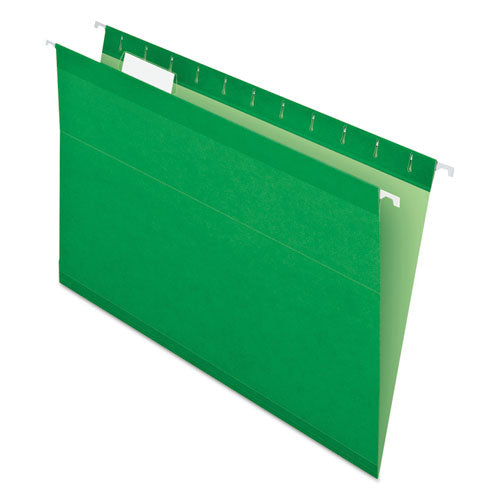 Colored Reinforced Hanging Folders, Legal Size, 1/5-cut Tabs, Bright Green, 25/box