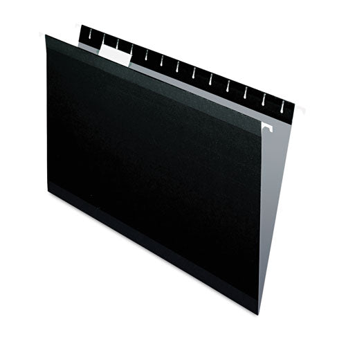 Colored Reinforced Hanging Folders, Legal Size, 1/5-cut Tabs, Black, 25/box