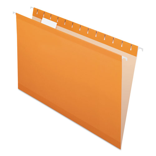 Colored Reinforced Hanging Folders, Legal Size, 1/5-cut Tabs, Orange, 25/box