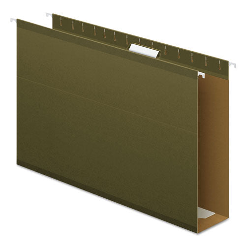 Extra Capacity Reinforced Hanging File Folders With Box Bottom, 3" Capacity, Legal Size, 1/5-cut Tabs, Green, 25/box