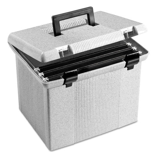 Portable File Boxes, Letter Files, 13.88" X 14" X 11.13", Granite