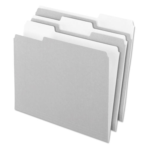 Interior File Folders, 1/3-cut Tabs: Assorted, Letter Size, Gray, 100/box