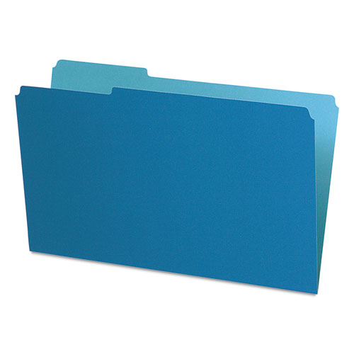 Interior File Folders, 1/3-cut Tabs: Assorted, Legal Size, Blue, 100/box