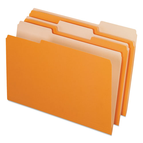 Interior File Folders, 1/3-cut Tabs: Assorted, Legal Size, Orange, 100/box