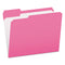 Double-ply Reinforced Top Tab Colored File Folders, 1/3-cut Tabs: Assorted, Letter Size, 0.75" Expansion, Pink, 100/box