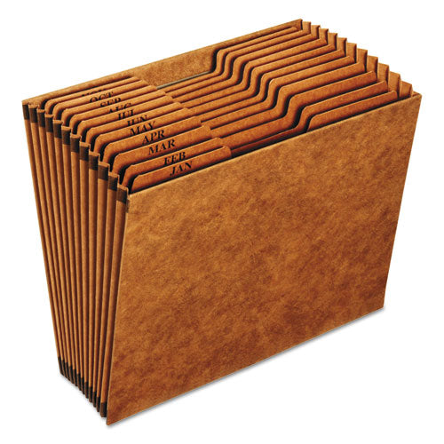 Heavy-duty Open-top Expanding Stadium File, 12 Sections, 1/3-cut Tabs, Letter Size, Redrope