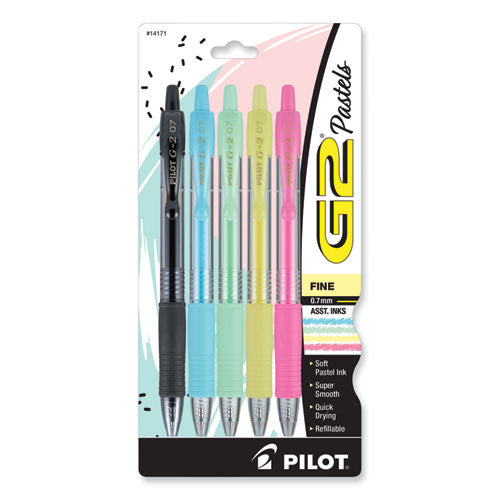 G2 Pastel Gel Pen, Retractable, Fine 0.7 Mm, Assorted Pastel Ink And Barrel Colors, 5/pack