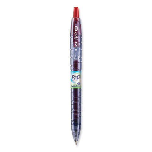 B2p Bottle-2-pen Recycled Gel Pen, Retractable, Fine 0.7 Mm, Red Ink, Translucent Blue Barrel