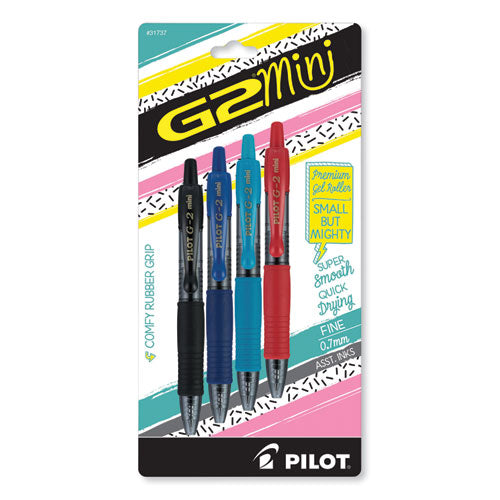 G2 Mini Gel Pen, Retractable, Fine 0.7 Mm, Assorted Ink And Barrel Colors, 4/pack