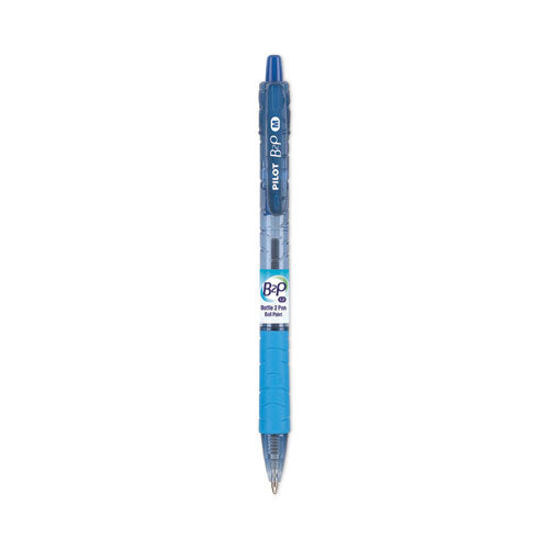 B2p Bottle-2-pen Recycled Ballpoint Pen, Retractable, Medium 1 Mm, Blue Ink, Translucent Blue Barrel, Dozen