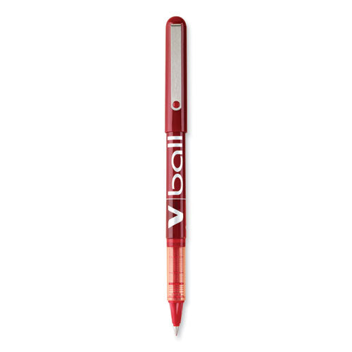 Vball Liquid Ink Roller Ball Pen, Stick, Extra-fine 0.5 Mm, Red Ink, Red Barrel, Dozen