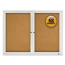 Enclosed Cork Bulletin Board, Cork/fiberboard, 48 X 36, Tan Surface, Silver Aluminum Frame