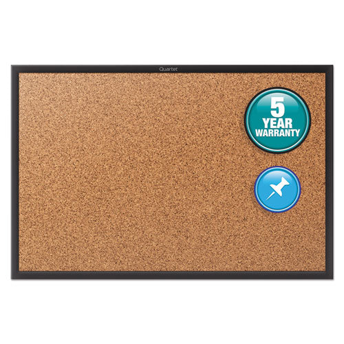 Classic Series Cork Bulletin Board, 36 X 24, Tan Surface, Black Aluminum Frame