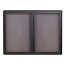 Enclosed Indoor Fabric Bulletin Board With Two Hinged Doors, 48 X 36, Gray Surface, Graphite Aluminum Frame