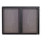 Enclosed Indoor Fabric Bulletin Board With Two Hinged Doors, 48 X 36, Gray Surface, Graphite Aluminum Frame