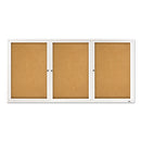 Enclosed Indoor Cork Bulletin Board With Three Hinged Doors, 72 X 36, Tan Surface, Silver Aluminum Frame