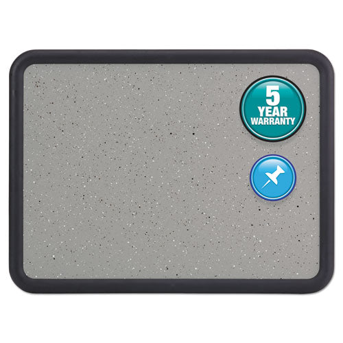 Contour Granite Board, 36 X 24, Granite Gray Surface, Black Plastic Frame