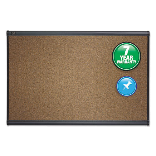 Prestige Colored Cork Bulletin Board, 36 X 24, Brown Surface, Graphite Gray Fiberboard/plastic Frame