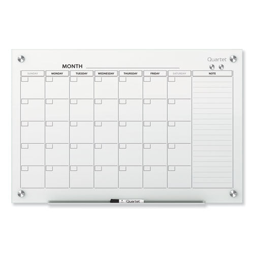 Infinity Magnetic Glass Calendar Board, One Month, 36 X 24, White Surface