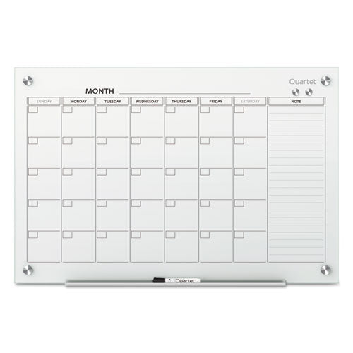 Infinity Magnetic Glass Calendar Board, One Month, 48 X 36, White Surface