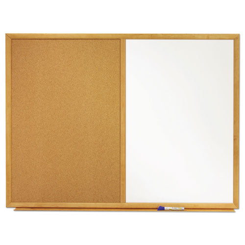 Bulletin/dry-erase Board, Melamine/cork, 48 X 36, Brown/white Surface, Oak Finish Frame