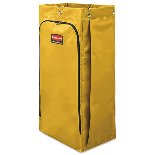 Vinyl Cleaning Cart Bag, 34 Gal, 17.5" X 33", Yellow