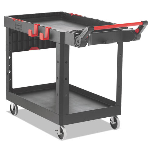 Heavy Duty Adaptable Utility Cart, Plastic, 2 Shelves, 500 Lb Capacity, 25.2" X 51.5" X 36", Black