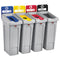 Slim Jim Recycling Station Kit, 4-stream Landfill/paper/plastic/cans, 92 Gal, Plastic, Blue/gray/red/yellow